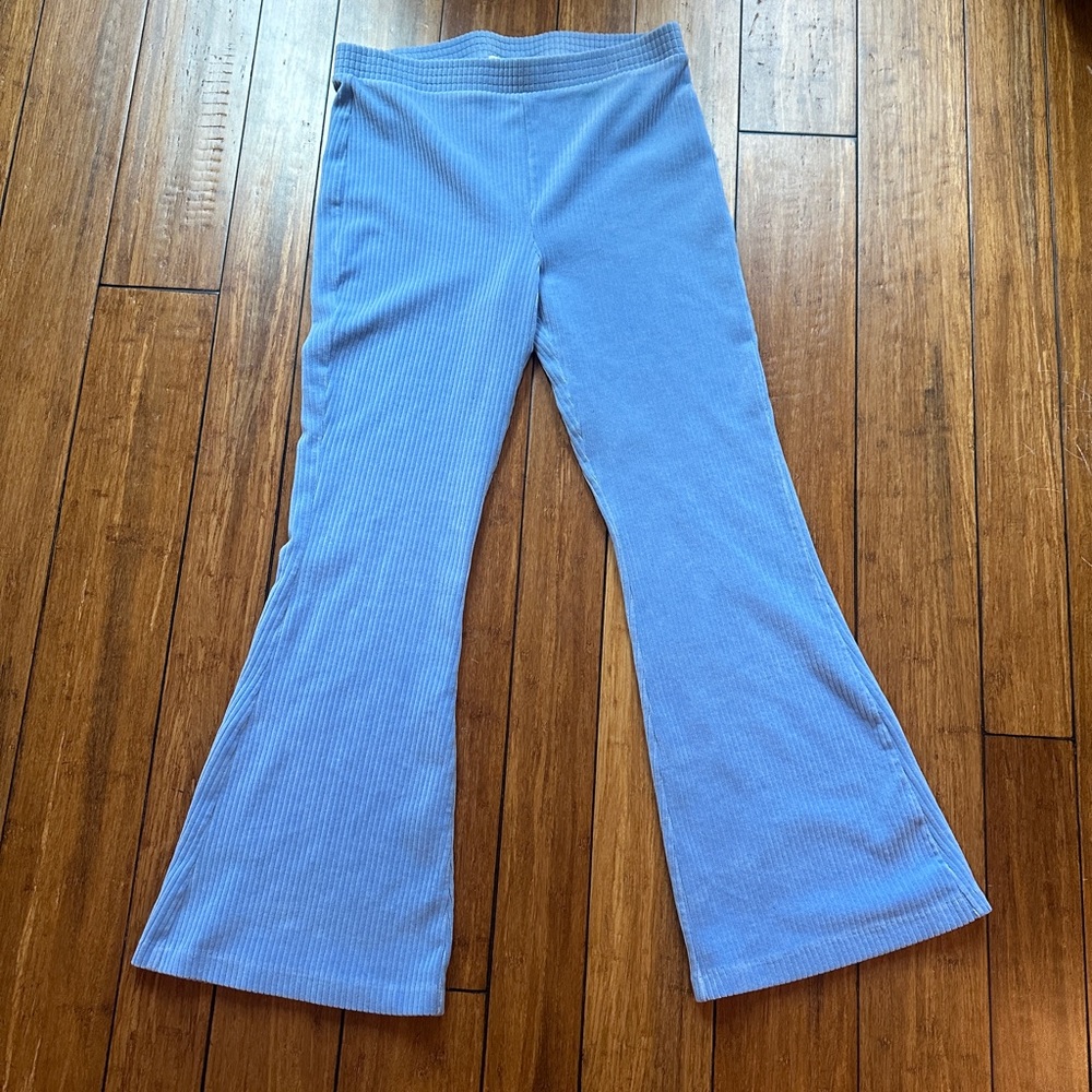 Aerie Blue Ribbed Flare Pants